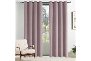 CUCRAF Girls Curtains Pale Pink 2 Panels 46" W x 90" L Ring Top Blackout Velvet Eyelet Thermal Insulated Soundproof Curtian for Living Room & Baby Room