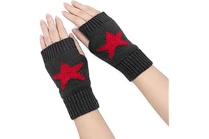 YAMEIZE Y2K Fingerlose Stern Gedruckt Handschuhe Gestrickt - für Damen Herren Autumn Winter Warme Handschuhe Kleidung gestrickt Outdoor Fahren