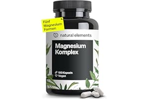 ‎NATURAL ELEMENTS natural elements Magnesium Komplex - Premium: Aus 5 hochwertigen Verbindungen - 400mg elementares Magnesium pro Tagesdosis - Laborgeprüft, vegan, hochdosiert