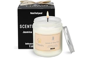 TTRWIN Candela Profumata Vaniglia e Ambra, 200g, 50H± Combustione, Candele in Barattolo di Vetro, Cera di Soia, Olio Essenziale, Regalo Rilassante per Donna Compleanno, Natale, Festa Mamma