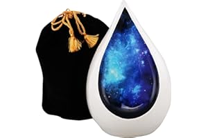 URNS OF DIGNITY Urnen für Asche, halbmondförmige Herz-Kremationsurne für Asche, Erwachsenen-Urne für Beerdigung, Beerdigung, Kolumbarium oder zu Hause, Erwachsene, 60 Kubikzoll: mit Samtbeutel (blau)