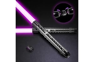 Fachmach 2 Pezzi Spada Laser Lightsaber 11 Colori RGB con Suono di Combattimento con Manico in Metallo per Festival Regalo di Compleanno Natale Cosplay Ricarica USB,per Ragazzi e Adulti -Nero