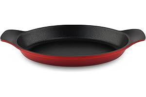 COMMICHEF Die-Cast Aluminium Oval Mini Au Gratin Dish, Red, 20 x 14cm, 400ml