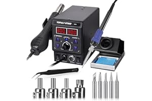 Yofuly 8786D Stazione Saldante, 750W Stazione Saldatura ad Aria Calda SMD 2 in 1 Saldatore Stagno Professionale Temperatura Regalabile 200°C-480°C Stazione Dissaldante con Display LED (EU)