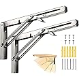 VIXEL Folding Stainless Steel Shelf Brackets for Shelf and Table Work Bench, 16in (Set of 2 Piece)