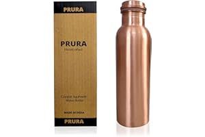 PRURA Borraccia in rame con taglio a diamante, a prova di perdite, contenitore in rame ayurvedico per sport, palestra, attività all'aperto, yoga