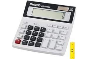 Bimormat Desktop Calculator Extra Large LCD Display 12-Digit Big Number Accounting Calculator with Big Button,Battery & Solar Dual Power Perfect for Office Business Home Daily Use(UK-200ML)