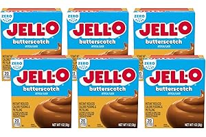 Jell-O Sugar-Free Instant Pudding and Pie Filling, Butterscotch, 1-Ounce Boxes (Pack of 6)