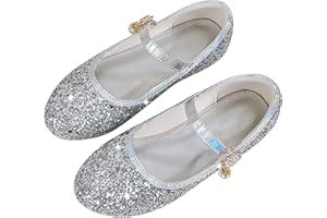 SRTUMEY Princess Shoes, Girls Mary Jane Shoes Toddler Kids Glitter Sparkly Dress Up Sandals Wedding Party Birthday Gifts