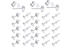 ZNGOU 600PCS 5MM Stainless Steel Earrings Posts And Backs Hypoallergenic Flat Back Blank Earring Studs Earring Making Findings With Backs And Rubber Stoppers for DIY Jewellery Making Kit
