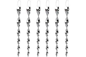 KOKMEYA Bird Scare Rods Silver Hanging Plastic Bird Deterrent Device, Wind Driven Rotation Reflective Scare Rods to Keep Birds Away from House Windows Outdoor Garden Yard 6Pcs