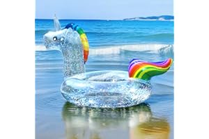 VERCECO Einhorn Aufblasbare Schwimmring mit Glitzern, Schwimmreifen für Erwachsene und Kinder 75cm Pool Spielzeug Luftmatratze Wasser für Sommer Party Strand