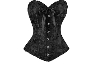 AUYAO Svart elegant korsett för kvinnor, bustier Shapewear underkläder, justerbar midjekorsett för kvinnor, festkorsetter, bröllop, halloween, cosplay, formande och bekväm (S-XL)