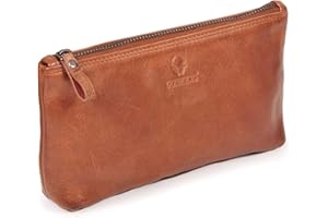 DONBOLSO Neceser Maquillaje Cannes | Estuche de Maquillaje de Cuero Genuino | Maquillaje Mujer | Estuche Pequeño y Elegante para el Bolso | Coñac