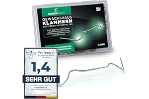 RASENWERK® - 304 Stainless Steel Greenhouse Clips (Rust-Proof) - 50 Pieces - High Tension Greenhouse Clamps - Glass House Mounting Brackets - Greenhouse Accessories - 95 x 40 mm - 1.6 mm Thickness