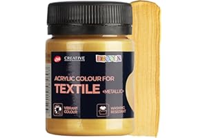 Decola - Gold Metallic Effekt Textilfarbe 50ml | Hochpigmentierte Textilfarben Waschmaschinenfest | Hergestellt von Neva Palette