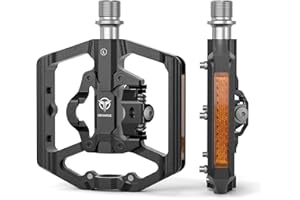 GEWAGE Pedali per Mountain Bike con Riflettore – Piattaforma 9/16 Pollici e Pedali a Scatto Compatibili con SPD – Piattaforma Bicicletta Pedali Montagna con 3 Cuscinetti Sigillati