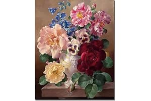 Fuumuui Peinture Au Numéro Kits, Numéro d'art, Tableau à Dessin,Peinture par numéros,Peinture à l'huile par numéros, Peintures Acryliques pour Enfants Adultes sans Cadre -FlowersVarious 40 x 50 CM