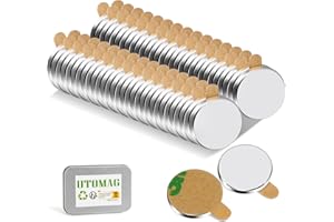 ‎UTOMAG UTOMAG 60 Stück Selbstklebende Magnete 10x1mm, Neodym Magnete, Mini Klebemagnete, Runde Selbstklebende Powermagnete für Whiteboard, Kühlschrank, Fotos, Basteln, Jalousien
