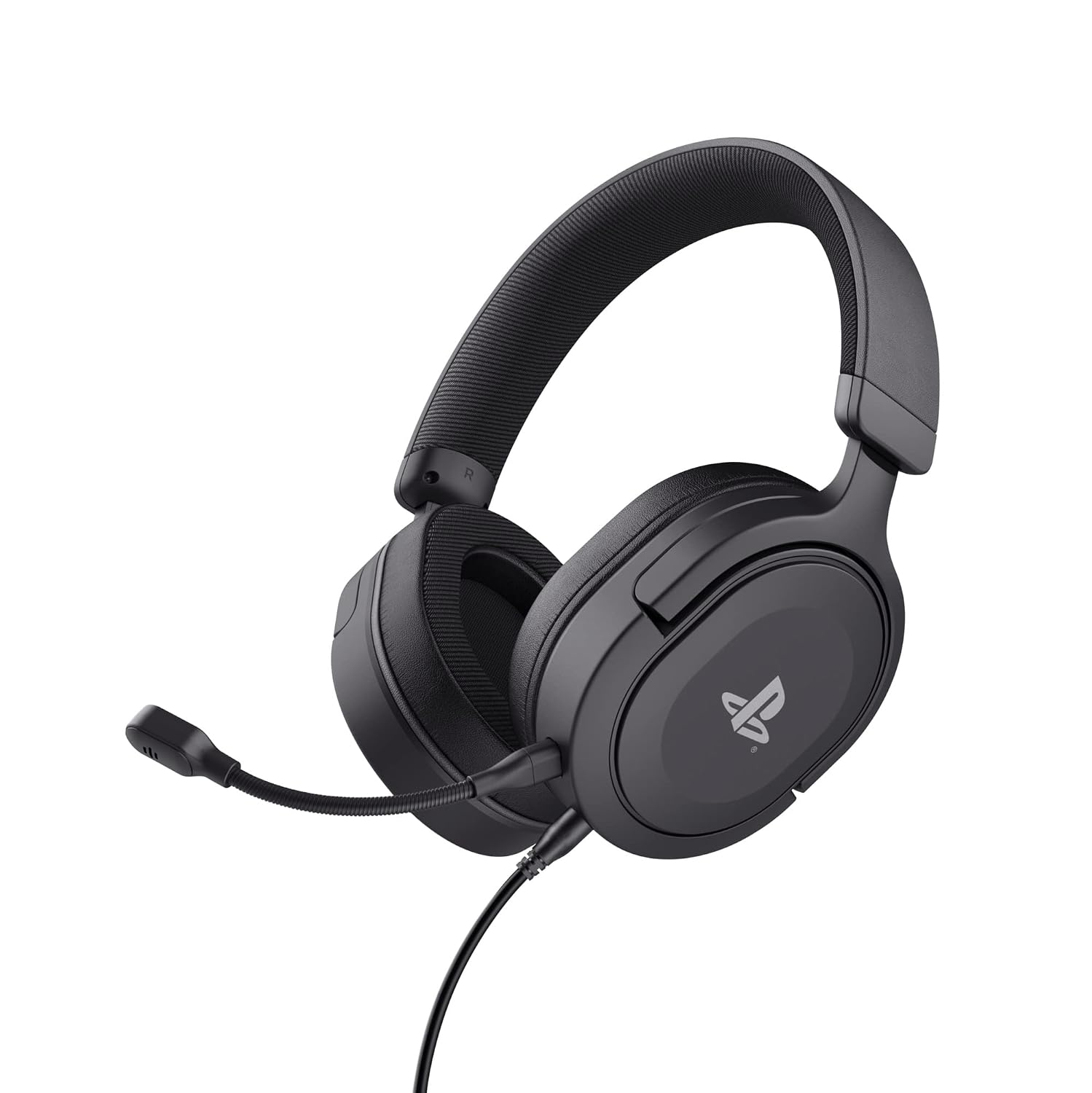 GXTrust Forta PS5-hoofdtelefoon, officiële licentie voor PlayStation 5, zwart | 50 mm driver, verstelbare beugel, 1,2 m kabel, gaming over-ear headset met afneembare microfoon