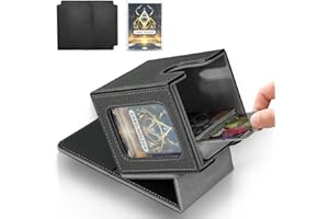 IVODEELA Deck Box con Due Divisori,Magnetic Flip Deck Box Magic mit Display per MTG Magic Commander TCG,Porta Deck Capacità di 100+ Carte,Pelle PU Deckbox,Nero Grigio