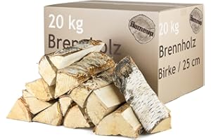 Bois de Chauffage Bois 20 kg pour poêles et cheminées Cheminée Bol à feu Grill Bois de Chauffage Bouleau Bois de Bouleau Bûches Bois 25 cm Flameup
