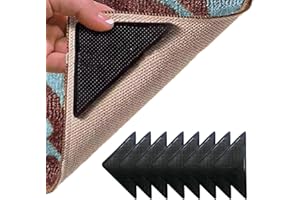 Camidy 8pcs Grippers for Rugs, Non Slip Rug Pads for Hardwood Floors and Tiles, Reusable and Washable Rug Tape for Area Rugs, Rug Pad Keep Corners Flat (Black)