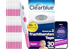 ‎CLEARBLUE Clearblue Kinderwunsch Ovulationstest Kit Digital, 30 Tests + 1 digitale Testhalterung, Fruchtbarkeitstest für Frauen / Eisprung, nachweislich schneller schwanger werden