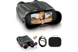 ZIMOCE Binoculares de Visión Nocturna 4K, Alcance de 1000 m, Zoom Digital 8×, Pantalla de 3,2″, Batería 4000 mAh & Tarjeta de 32 GB Camping, Caza, Seguridad & Observación de Vida Salvaje