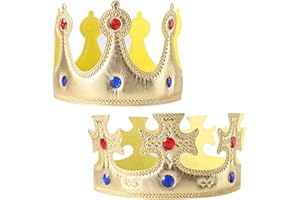 MIVAIUN 2 Pieces King Crown,King Queen Crowns Kids BirthdayCrown,Party Hat Prince Play Tiara,Gold King Crown for Adult Kid Costume Accessories Crown Dress Up Accessories(Gold)