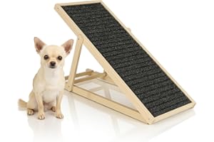 SPRINGOS Rampa per cani Gradini per cani regolabili da 42,5-59 cm per letto o divano Scala per cani pieghevole in legno Rampa di accesso per animali domestici con inserto antiscivolo