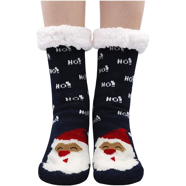 Chaussettes Hiver Antidérapantes Femme - Taille 35-41, Polaire Chaude - Motif Renne Festif - Pour Maison, Noël, Cadeau