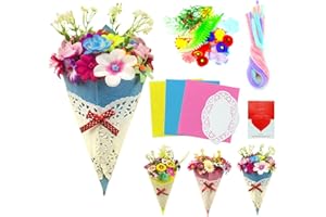 DWOOKE Flower Bouquet Craft Kit,3 Set DIY Flower Bouquet Craft for Kids Make Your Own Art Flower Bouquet Thankful Craft Gifts for School Classroom Home Fun Activities