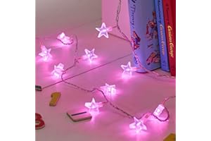 Lights4fun Indoor Star String Fairy Lights with 30 Pink LEDs on Clear Cable Plug in 3.2m