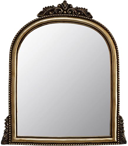 Miroir Baroque Doré Vintage 60x90 Cm - Décoration Murale Semi-circulaire Pour Salon, Couloir
