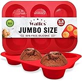 Walfos 2pcs Silicone Jumbo Muffin Tray,6 Cup Jumbo Cupcake Pan, Non-Stick Silicone, Just PoP Out! Perfect for Egg Muffin, Big