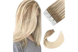 Sixstarhair Tape In Extensions 40cm 50g 16 Zoll Tape In Haarverlangerung Kurz Haar Balayage Aschbraun Verblasst Zu Aschblond Tape In Extensions Echthaar FüR Frauen #B8/60