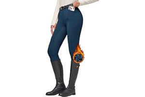WILLIT Pantalon d'équitation pour femme - Pantalon d'équitation d'hiver doublé en polaire - Legging d'équitation en silicone - Pantalon thermique avec poches et passants de ceinture