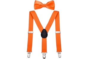 DonDon Set de Tirantes y Pajarita para Niño Elástico y Ajustable por Longitud para Niños de 1-8 Años