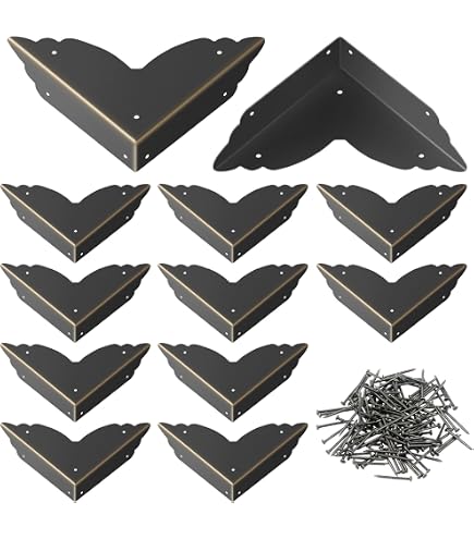 50 Protecteurs D'Angle Métal Vintage Bronze - Pour Meubles, Boîtes - Avec 100 Vis Incluses