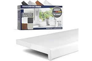 METALL- & KUNSTSTOFFHANDEL THOMAS JÄKEL TJ Fensterbank Innen Kunststoff weiß / 20 x 200 cm Fensterbank inkl. Seitenabschluss/PVC Fensterbank nach Maß/Fensterbank Innen kratzfest und feuchtigkeitsundurchlässig