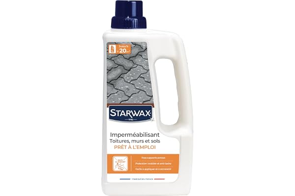 STARWAX - Imperméabilisant pour Toitures, Murs et Sols - Protection Hydrofuge et Oléofuge - Effet Déperlant et Non Glissant - Fabriqué en France - 1L