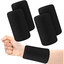 12 Polsini Sportivi Assorbenti - Fasce Per Sudore In Cotone Elastico Per Palestra, Corsa, Tennis - Bianco/Nero/Grigio - 2