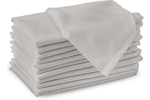 Encasa XO Baumwollstoffservietten | 12er-Set | Größe 43x43 cm | Hellgrau Volltonfarbe | Waschmaschinenfest