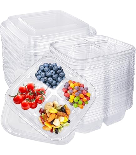 Set Di 24 Contenitori Per Snack A Doppio Scomparto Con Coperchi E