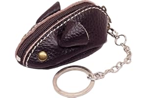 BAWAKO Mini Portamonete in Pelle, Mouse, Ciondolo, Attacco per Borsa a Tracolla, Bambini Adulti, Marrone Scuro