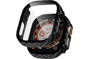 LINTEKER 2 Pack Hard Case for Apple Watch Ultra 3 (2025)/ Ultra 2 / Ultra Screen Protector 49mm, with 9H Tempered Glass Screen Protector, Full Protective Cover for iWatch Accessories, Carbon Fiber