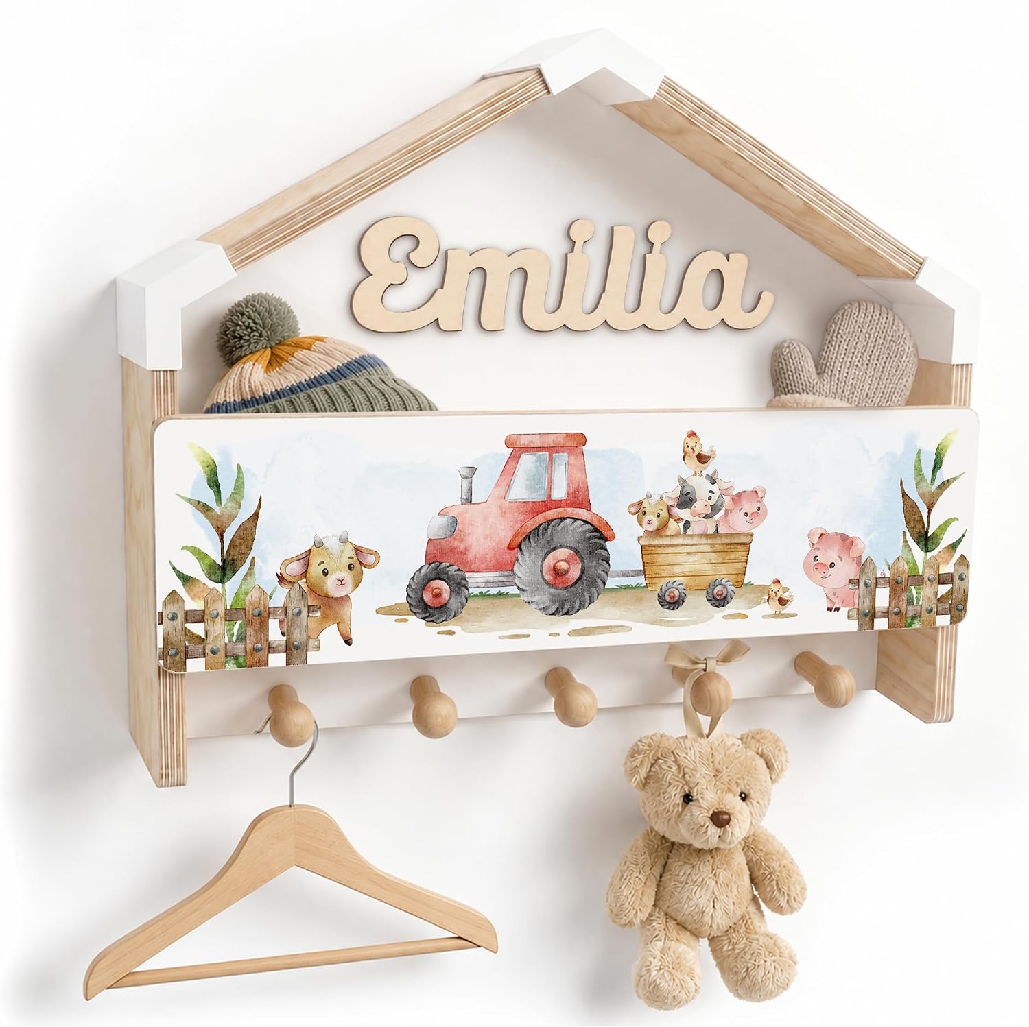 Technische Daten & Spezifikationen : Holzura Kindergarderobe aus Holz mit Staufach