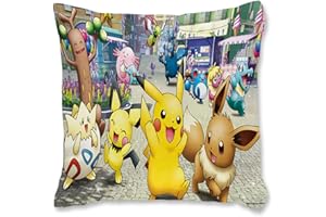 YFCHOTI Kissenbezug Kinder Zierkissenbezüge, Cartoon-Anime-Elf Kissenhülle, Atmungsaktiver Kopfkissenbezug mit Doppelseitigem Muster und Verdecktem Reißverschluss für Bett Sofa Stuhl Auto, 45x45cm