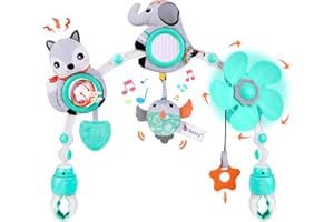PETARMS Pram Toys for Babies 0-6 Months - Baby Toys Clip on Pram Toy Cot Activity Arch Bar Adjustable Sensory Hanging Crib Stroller Mobile Toys for Newborn Toddler 0-24 Month Newborn Infants Boy Girl Gifts